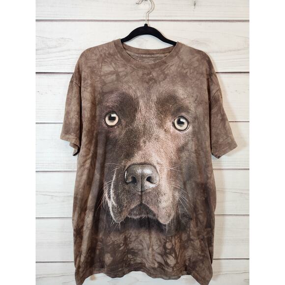 The Mountain Men's‎ Brown Dog Face Crew Neck Short Sleeve Tee Shirt Size Large - Picture 1 of 5